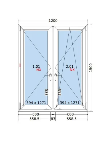 Okno PCV 120x150 cm Rozwierne-Rozwierno-Uchylne Dwuszybowe Decco EkoSun 6