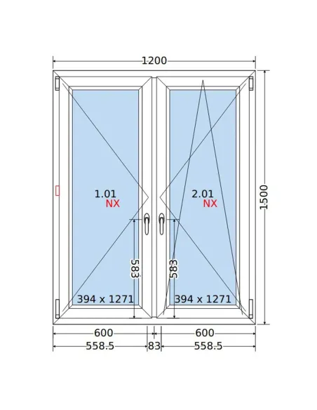 Okno PCV 120x150 cm Rozwierne-Rozwierno-Uchylne Dwuszybowe Decco EkoSun 6