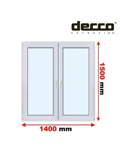 Okno PCV 140x150 cm Rozwierne-Rozwierno-Uchylne Dwuszybowe Decco EkoSun 6