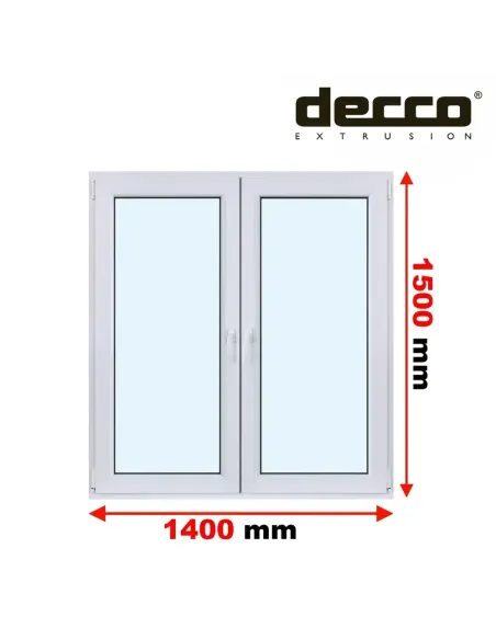 Okno PCV 140x150 cm Rozwierne-Rozwierno-Uchylne Dwuszybowe Decco EkoSun 6