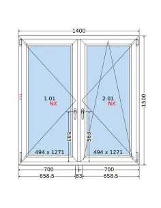 Okno PCV 140x150 cm Rozwierne-Rozwierno-Uchylne Dwuszybowe Decco EkoSun 6 2