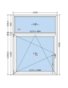 Okno PCV 140x190 cm FIX-Rozwierno-Uchylne Dwuszybowe Decco EkoSun 6 2
