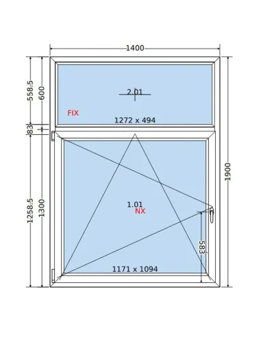 Okno PCV 140x190 cm FIX-Rozwierno-Uchylne Dwuszybowe Decco EkoSun 6