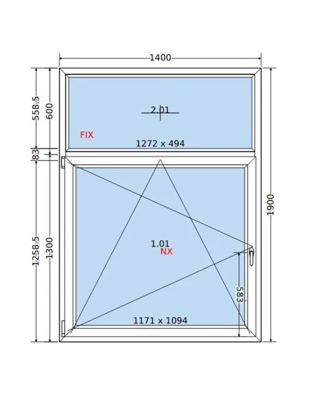 Okno PCV 140x190 cm FIX-Rozwierno-Uchylne Dwuszybowe Decco EkoSun 6
