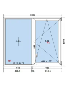 Okno PCV 180x150 cm FIX-Rozwierno-Uchylne Dwuszybowe Decco EkoSun 6 2