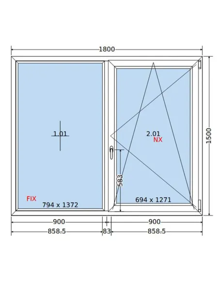Okno PCV 180x150 cm FIX-Rozwierno-Uchylne Dwuszybowe Decco EkoSun 6