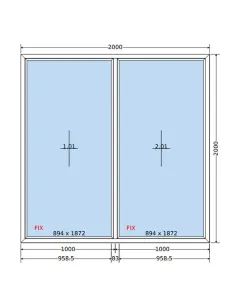 Okno PCV 200x200 cm FIX-FIX (Stałe) Dwuszybowe Decco EkoSun 6 2