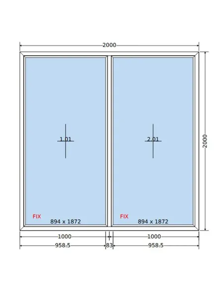 Okno PCV 200x200 cm FIX-FIX (Stałe) Dwuszybowe Decco EkoSun 6