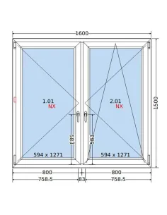 Okno PCV 160x150 cm Rozwierne-Rozwierno-Uchylne Dwuszybowe Decco EkoSun 6 2