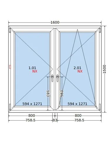 Okno PCV 160x150 cm Rozwierne-Rozwierno-Uchylne Dwuszybowe Decco EkoSun 6