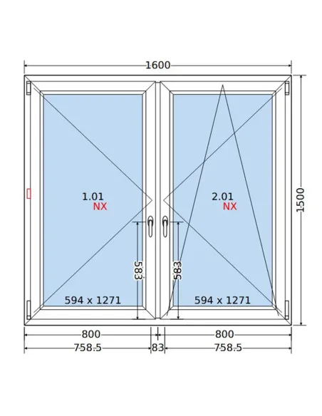 Okno PCV 160x150 cm Rozwierne-Rozwierno-Uchylne Dwuszybowe Decco EkoSun 6