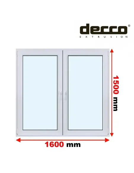 Okno PCV 160x150 cm Rozwierne-Rozwierno-Uchylne Dwuszybowe Decco EkoSun 6