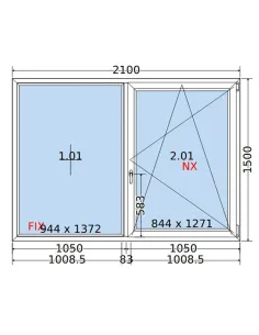 Okno PCV 210x150 cm FIX-Rozwierno-Uchylne Dwuszybowe Decco EkoSun 6 2