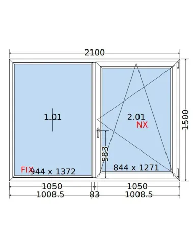 Okno PCV 210x150 cm FIX-Rozwierno-Uchylne Dwuszybowe Decco EkoSun 6