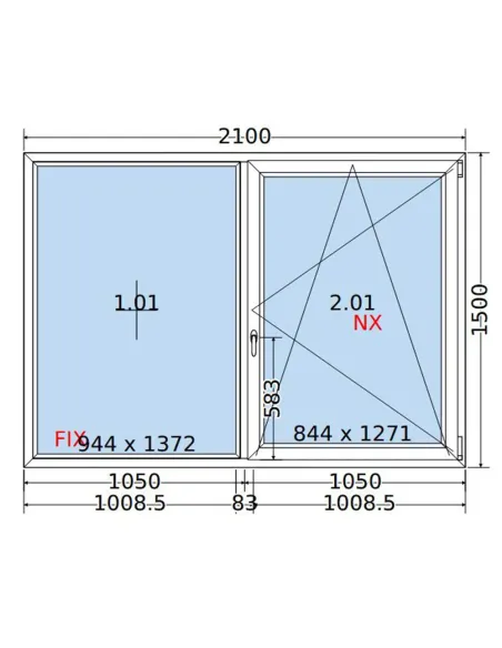 Okno PCV 210x150 cm FIX-Rozwierno-Uchylne Dwuszybowe Decco EkoSun 6