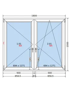 Okno PCV 180x150 cm Rozwierne-Rozwierno-Uchylne Dwuszybowe Decco EkoSun 6 2