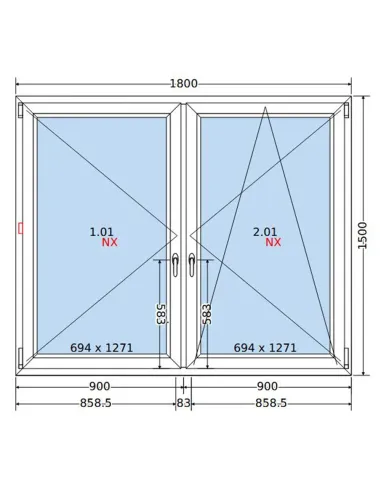 Okno PCV 180x150 cm Rozwierne-Rozwierno-Uchylne Dwuszybowe Decco EkoSun 6