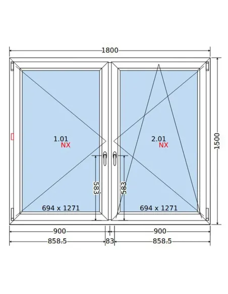 Okno PCV 180x150 cm Rozwierne-Rozwierno-Uchylne Dwuszybowe Decco EkoSun 6