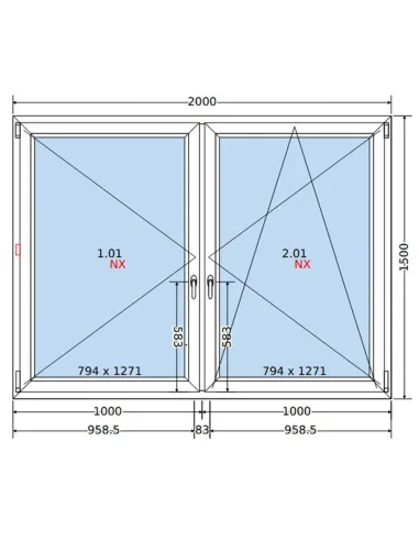 Okno PCV 200x150 cm Rozwierne-Rozwierno-Uchylne Dwuszybowe Decco EkoSun 6