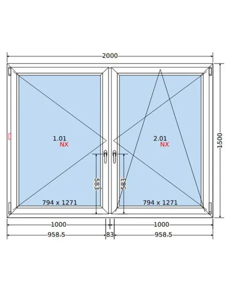 Okno PCV 200x150 cm Rozwierne-Rozwierno-Uchylne Dwuszybowe Decco EkoSun 6