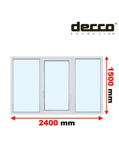 Okno PCV 240x150 cm FIX-Rozwierno-Uchylne-FIX Dwuszybowe Decco EkoSun 6