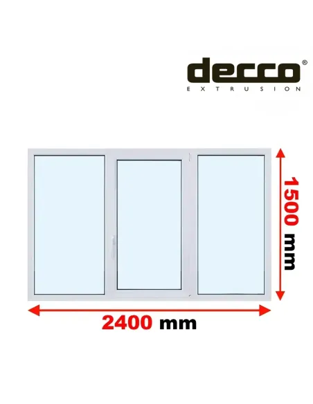 Okno PCV 240x150 cm FIX-Rozwierno-Uchylne-FIX Dwuszybowe Decco EkoSun 6