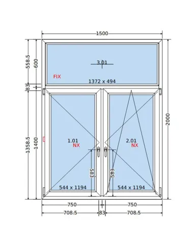 Okno PCV 150x200 cm FIX-Rozwierne-Rozwierno-Uchylne Dwuszybowe Decco EkoSun 6