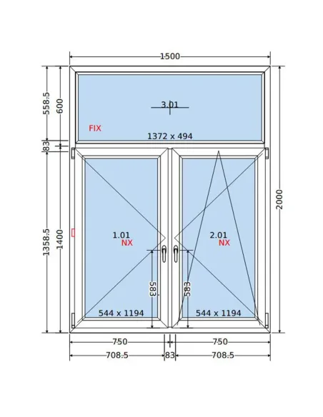Okno PCV 150x200 cm FIX-Rozwierne-Rozwierno-Uchylne Dwuszybowe Decco EkoSun 6