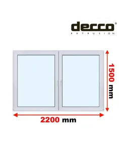 Okno PCV 220x150 cm Rozwierne-Rozwierno-Uchylne Dwuszybowe Decco EkoSun 6