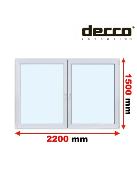 Okno PCV 220x150 cm Rozwierne-Rozwierno-Uchylne Dwuszybowe Decco EkoSun 6