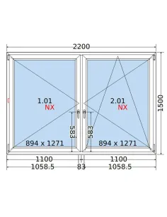 Okno PCV 220x150 cm Rozwierne-Rozwierno-Uchylne Dwuszybowe Decco EkoSun 6 2