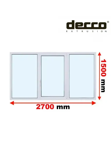 Okno PCV 270x150 cm FIX-Rozwierno-Uchylne-FIX Dwuszybowe Decco EkoSun 6