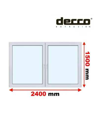 Okno PCV 240x150 cm Rozwierne-Rozwierno-Uchylne Dwuszybowe Decco EkoSun 6
