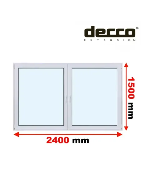 Okno PCV 240x150 cm Rozwierne-Rozwierno-Uchylne Dwuszybowe Decco EkoSun 6