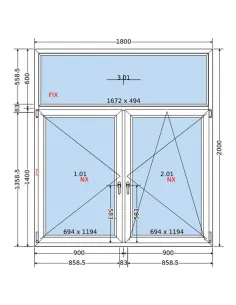 Okno PCV 180x200 cm FIX-Rozwierne-Rozwierno-Uchylne Dwuszybowe Decco EkoSun 6 2