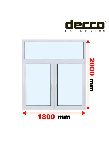 Okno PCV 180x200 cm FIX-Rozwierne-Rozwierno-Uchylne Dwuszybowe Decco EkoSun 6