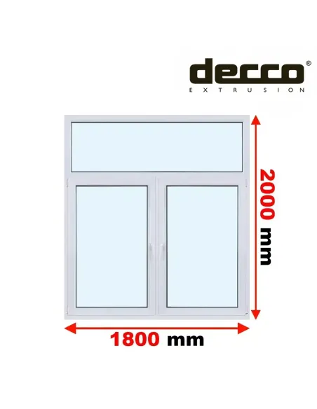 Okno PCV 180x200 cm FIX-Rozwierne-Rozwierno-Uchylne Dwuszybowe Decco EkoSun 6