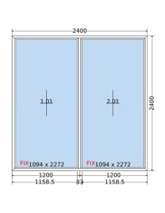 Okno PCV 240x240 cm FIX-FIX (Stałe) Dwuszybowe Decco EkoSun 6 2