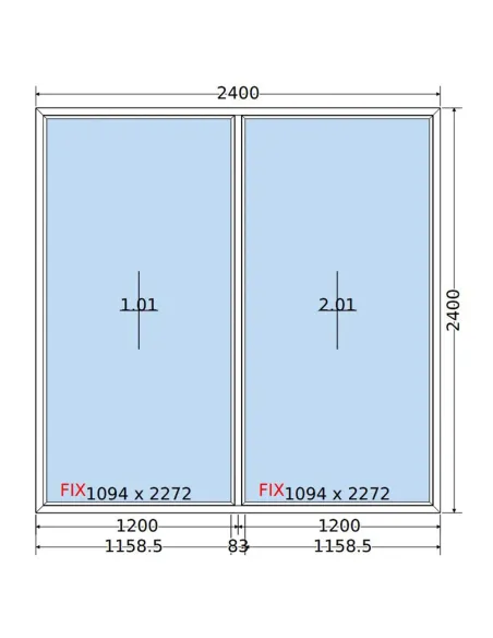 Okno PCV 240x240 cm FIX-FIX (Stałe) Dwuszybowe Decco EkoSun 6
