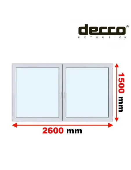 Okno PCV 260x150 cm Rozwierne-Rozwierno-Uchylne Dwuszybowe Decco EkoSun 6