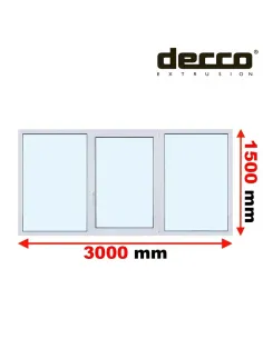 Okno PCV 300x150 cm FIX-Rozwierno-Uchylne-FIX Dwuszybowe Decco EkoSun 6