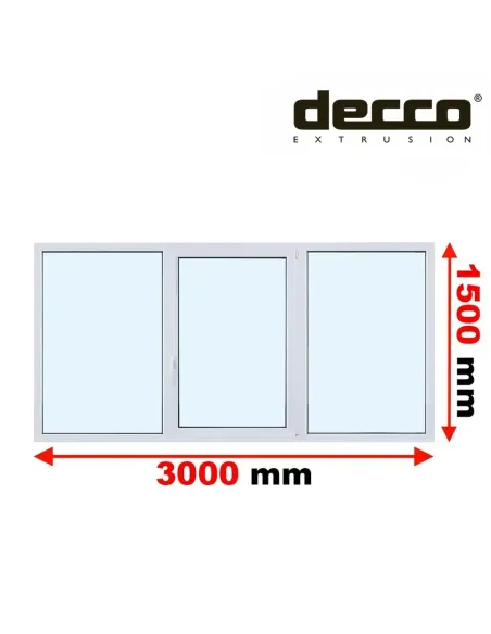Okno PCV 300x150 cm FIX-Rozwierno-Uchylne-FIX Dwuszybowe Decco EkoSun 6