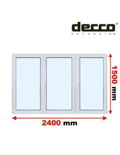 Okno PCV 240x150 cm Rozwierne-Rozwierno-Uchylne-Rozwierne Dwuszybowe Decco EkoSun 6