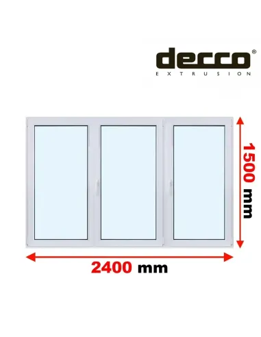 Okno PCV 240x150 cm Rozwierne-Rozwierno-Uchylne-Rozwierne Dwuszybowe Decco EkoSun 6