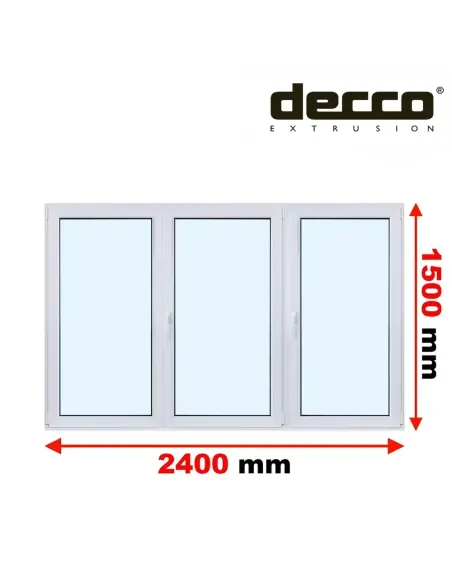 Okno PCV 240x150 cm Rozwierne-Rozwierno-Uchylne-Rozwierne Dwuszybowe Decco EkoSun 6
