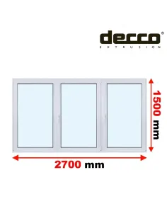 Okno PCV 270x150 cm Rozwierne-Rozwierno-Uchylne-Rozwierne Dwuszybowe Decco EkoSun 6