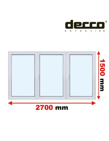 Okno PCV 270x150 cm Rozwierne-Rozwierno-Uchylne-Rozwierne Dwuszybowe Decco EkoSun 6