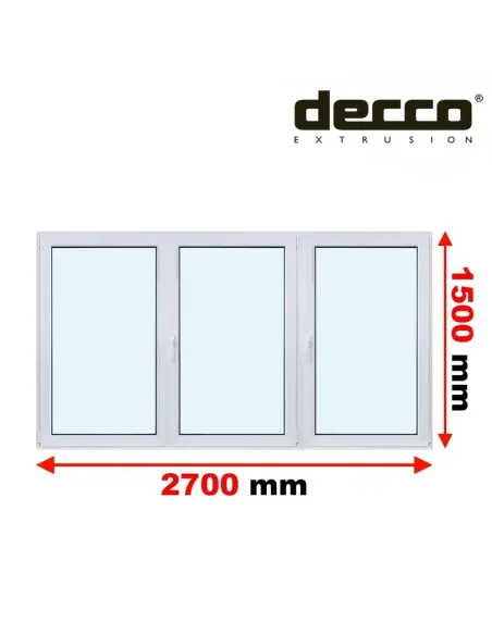 Okno PCV 270x150 cm Rozwierne-Rozwierno-Uchylne-Rozwierne Dwuszybowe Decco EkoSun 6