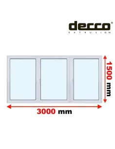 Okno PCV 300x150 cm Rozwierne-Rozwierno-Uchylne-Rozwierne Dwuszybowe Decco EkoSun 6