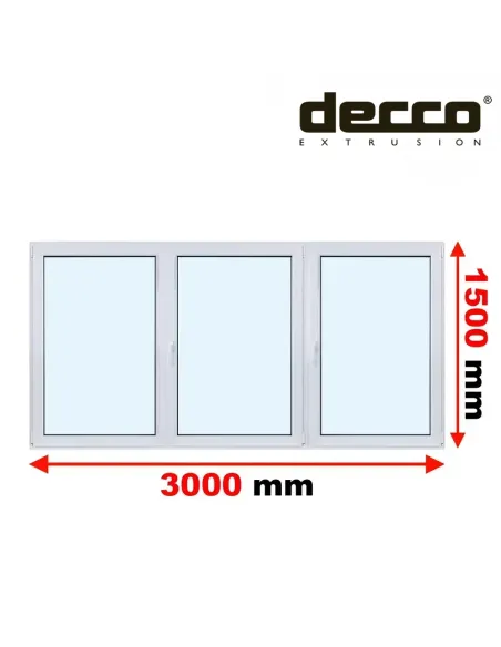 Okno PCV 300x150 cm Rozwierne-Rozwierno-Uchylne-Rozwierne Dwuszybowe Decco EkoSun 6